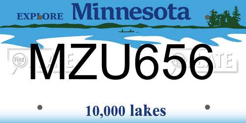 MZU656 Minnesota License Plate
