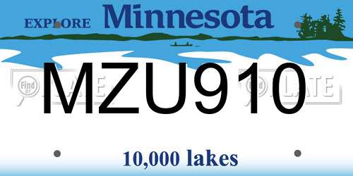 MZU910 Minnesota License Plate
