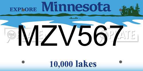 MZV567 Minnesota License Plate