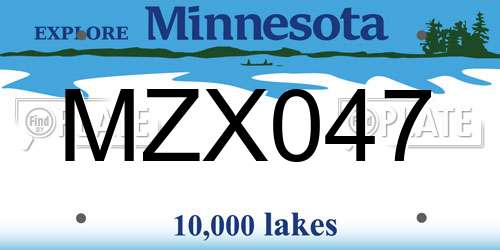 MZX047 Minnesota License Plate