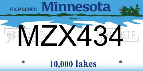 MZX434 Minnesota License Plate