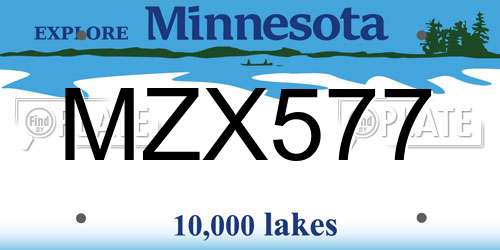 MZX577 Minnesota License Plate