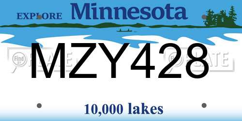 MZY428 Minnesota License Plate