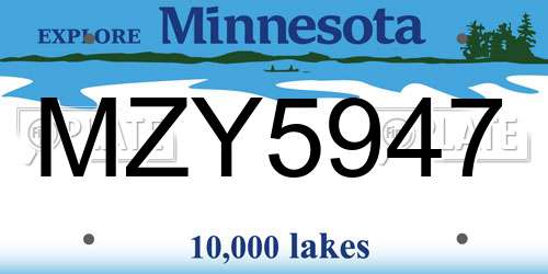 MZY5947 Minnesota License Plate