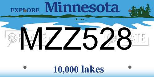 MZZ528 Minnesota License Plate
