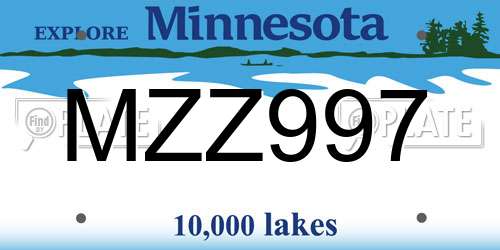 MZZ997 Minnesota License Plate