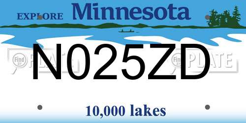 N025ZD Minnesota License Plate