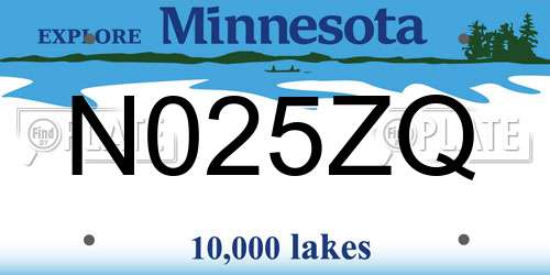 N025ZQ Minnesota License Plate