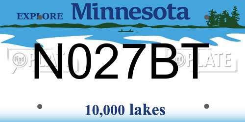 N027BT Minnesota License Plate