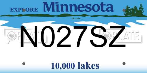 N027SZ Minnesota License Plate