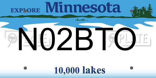 N02BTO Minnesota License Plate