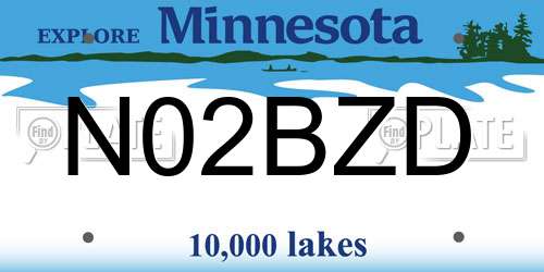 N02BZD Minnesota License Plate