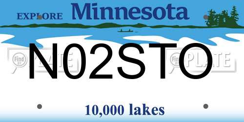 N02STO Minnesota License Plate