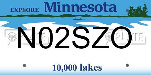N02SZO Minnesota License Plate