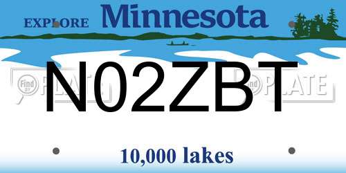 N02ZBT Minnesota License Plate