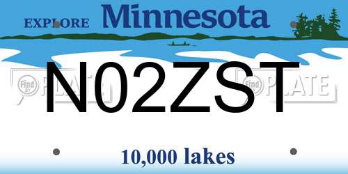 N02ZST Minnesota License Plate