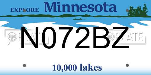 N072BZ Minnesota License Plate