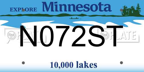 N072ST Minnesota License Plate