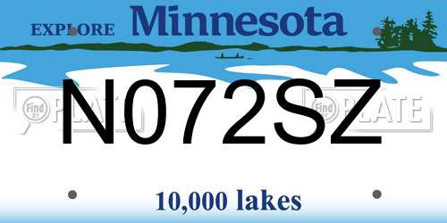 N072SZ Minnesota License Plate