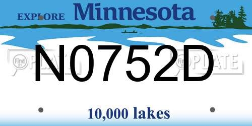 N0752D Minnesota License Plate