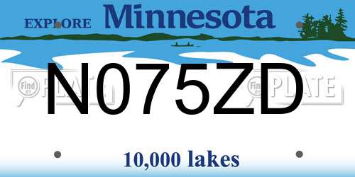 N075ZD Minnesota License Plate