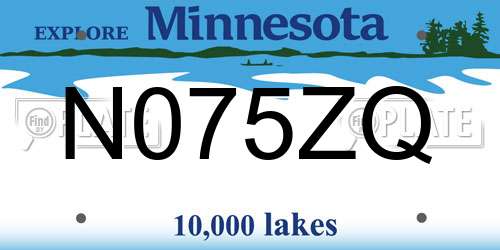 N075ZQ Minnesota License Plate