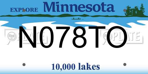 N078TO Minnesota License Plate