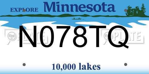N078TQ Minnesota License Plate