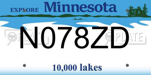N078ZD Minnesota License Plate