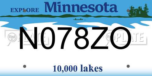 N078ZO Minnesota License Plate