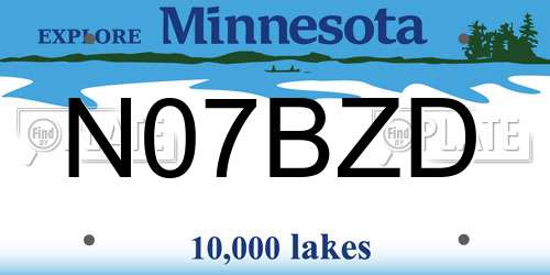 N07BZD Minnesota License Plate