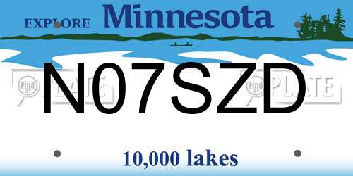 N07SZD Minnesota License Plate