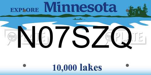 N07SZQ Minnesota License Plate