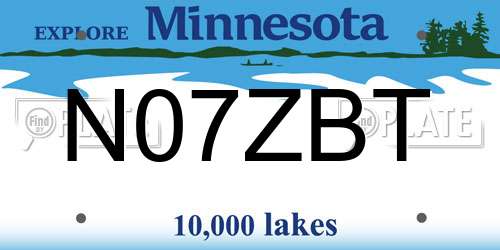 N07ZBT Minnesota License Plate