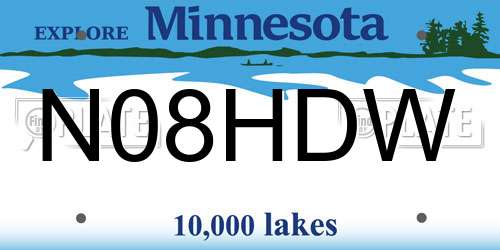 N08HDW Minnesota License Plate