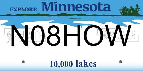N08HOW Minnesota License Plate