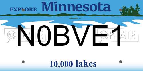 N0BVE1 Minnesota License Plate