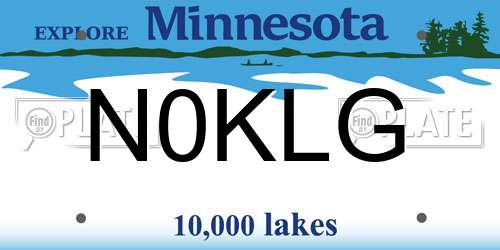 N0KLG Minnesota License Plate