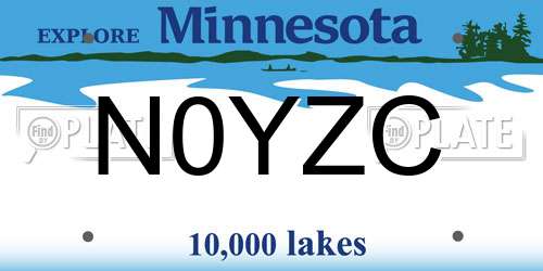 N0YZC Minnesota License Plate