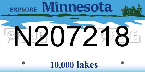 N207218 Minnesota License Plate