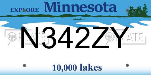 N342ZY Minnesota License Plate