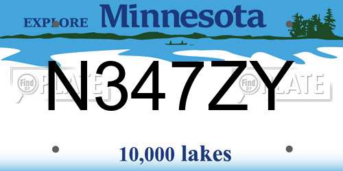 N347ZY Minnesota License Plate