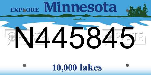 N445845 Minnesota License Plate