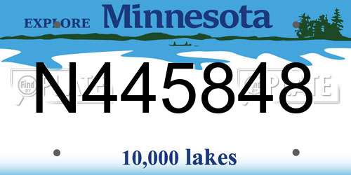 N445848 Minnesota License Plate