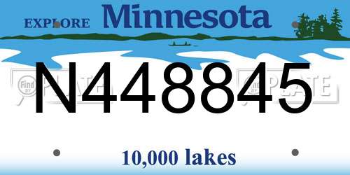 N448845 Minnesota License Plate
