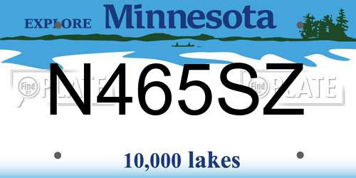 N465SZ Minnesota License Plate