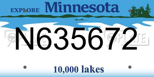 N635672 Minnesota License Plate