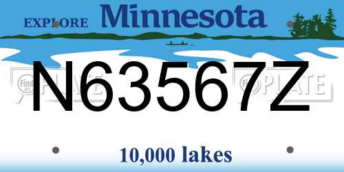 N63567Z Minnesota License Plate