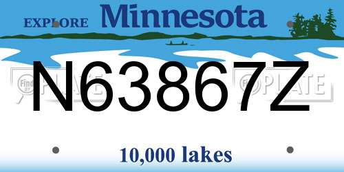 N63867Z Minnesota License Plate