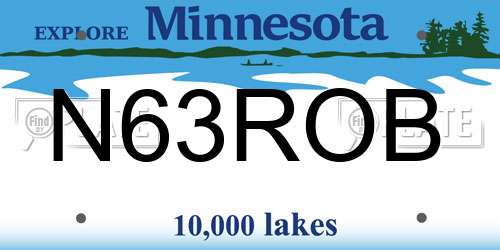 N63ROB Minnesota License Plate